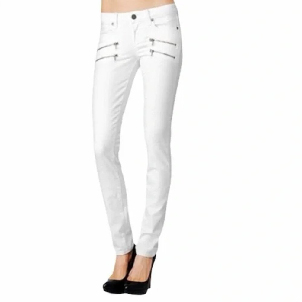 NEW Zara skinny white color pants. Low waisted with zippers size 4, 36